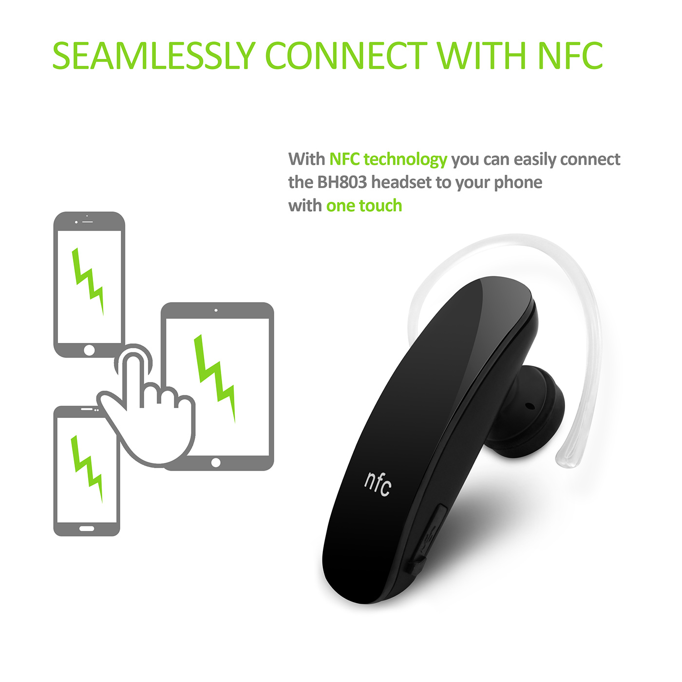 Stereo Wireless NFC Bluetooth Headset For O2 XDA Serra Guide Cocoon
