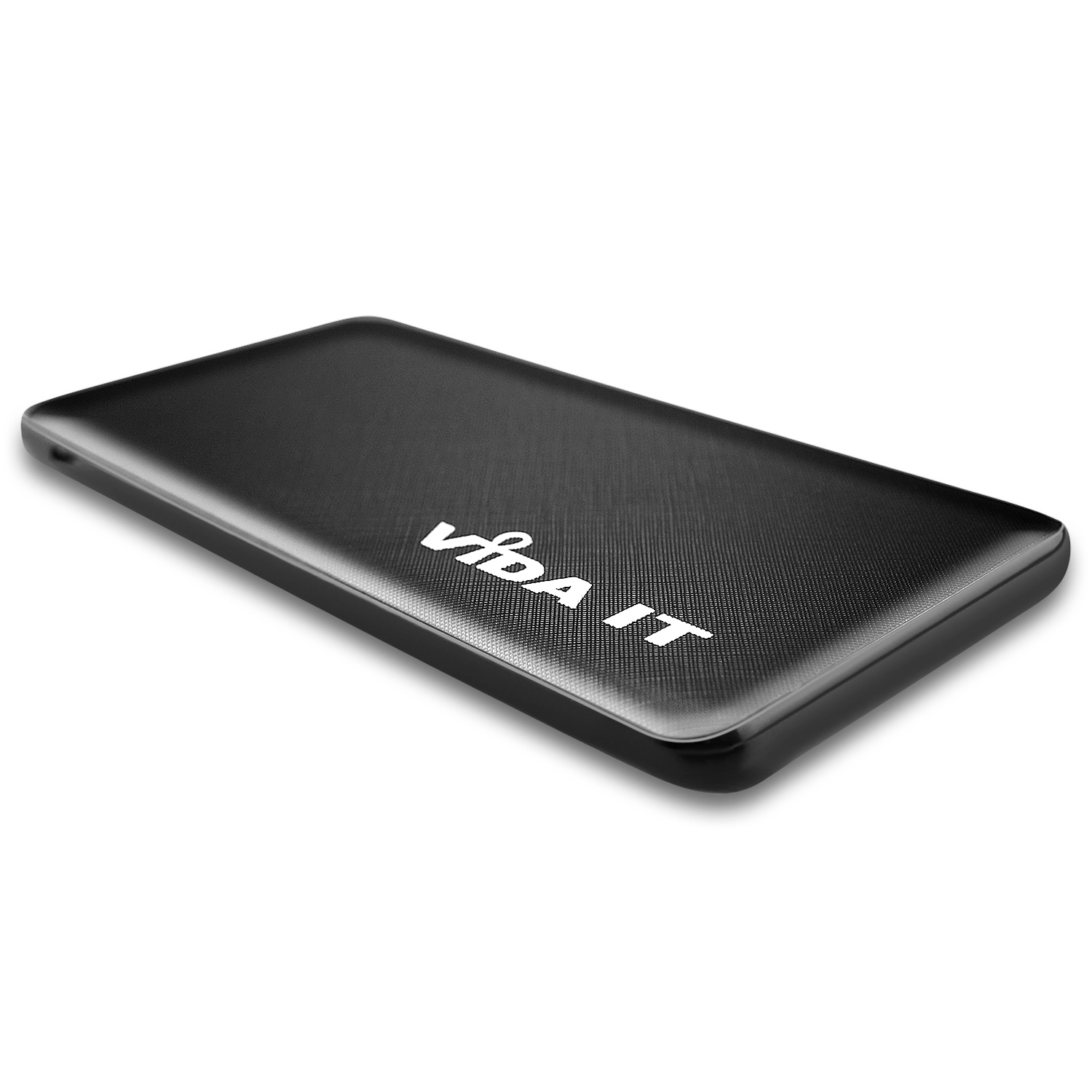 Vida IT V506 Lightweight 9mm Slim Design Travel 3 Port 5000mAh Power Bank Fast Charging 2A Portable External Emergency Battery Pack USB Charger in Black Colour with USB cable and iPhone and USB-C Adapters