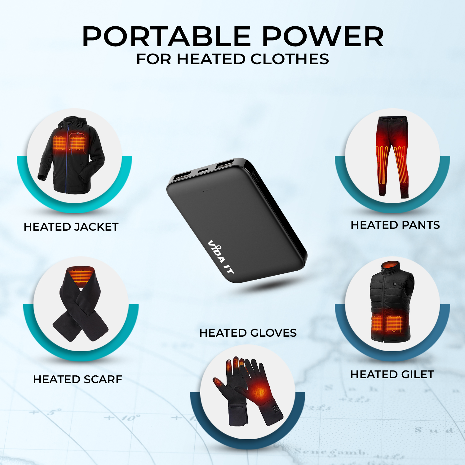 vida it power bank per indumenti riscaldati, iPhone, telefoni cellulari Android e dispositivi USB, piccolo caricabatterie portatile con mini batteria